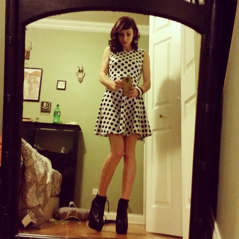 Forever 21 white with black polka dots dress